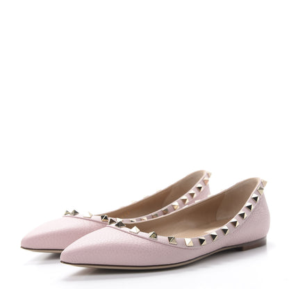 Valentino Garavani Pebbled Calfskin Rockstud Ballerina Flats 36.5 Water Rose 3 of 11