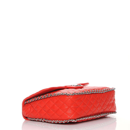 Chanel Washed Lambskin Quilted Maxi Chain Around Flap Red 4 of 7