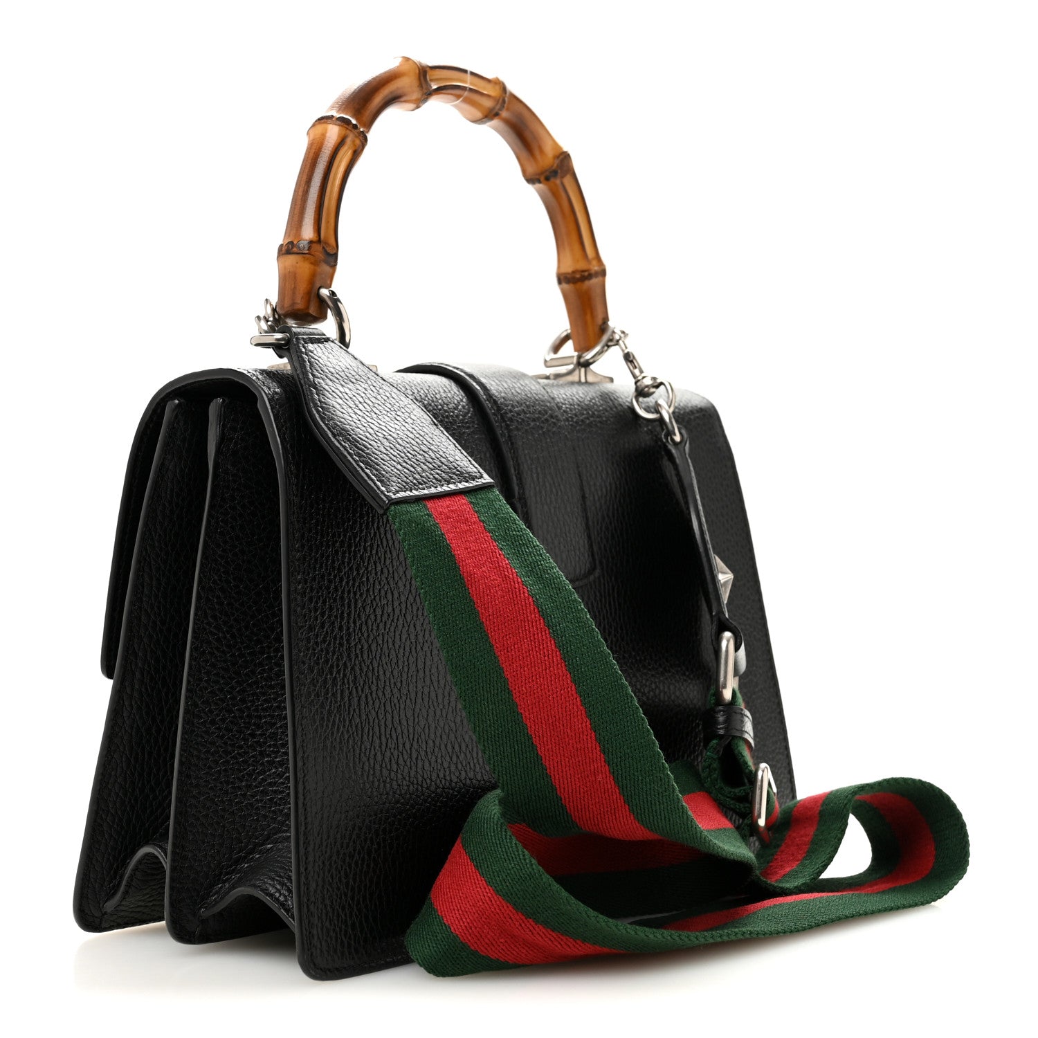 Gucci Dollar Calfskin Crystal Web Medium Dionysus Bamboo Top Handle Bag Black Black Diamond 3 of 11