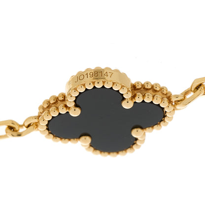 Van Cleef & Arpels 18K Yellow Gold Black Onyx 5 Motifs Vintage Alhambra Bracelet 2 of 5
