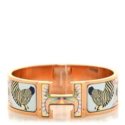 Hermes Enamel Wide Printed Lanternes Ballons et Cocarde Clic Clac H Bracelet GM Hypno 1 of 4