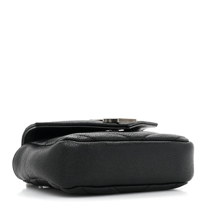 Saint Laurent Sheepskin Matelasse Chevron Monogram Mini College Bag Black 4 of 10