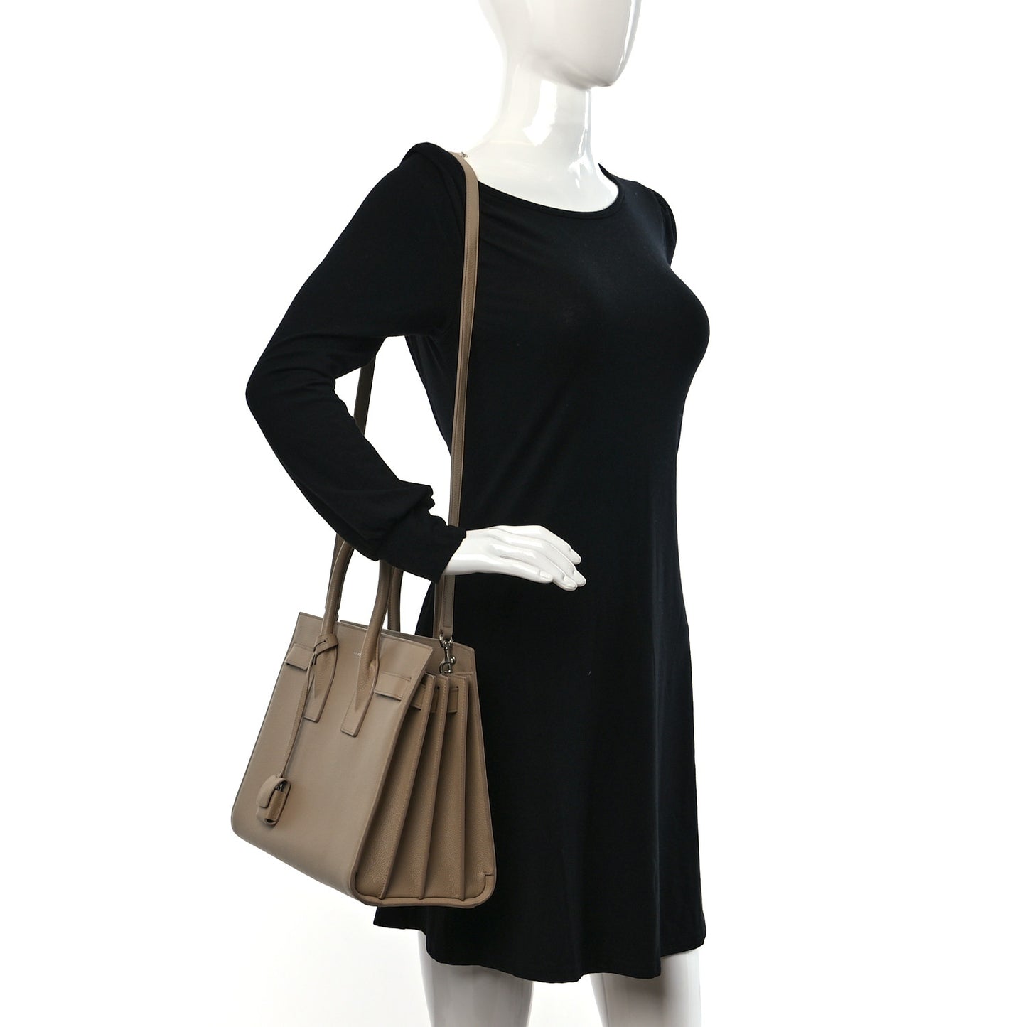 Grained Calfskin Small Sac De Jour Dark Beige