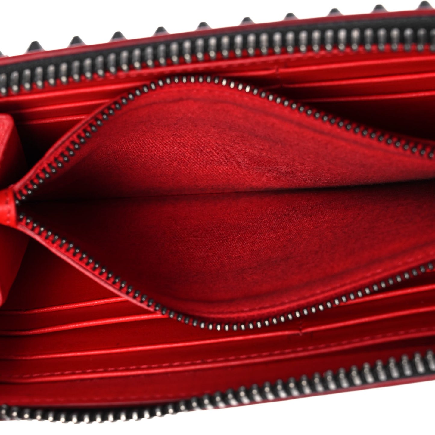 Calfskin Panettone Spiked Zip Around Wallet Black