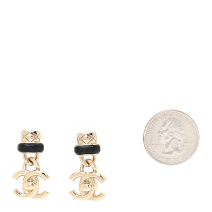 Chanel Lambskin CC Turnlock Drop Earrings Gold Black 2 of 5