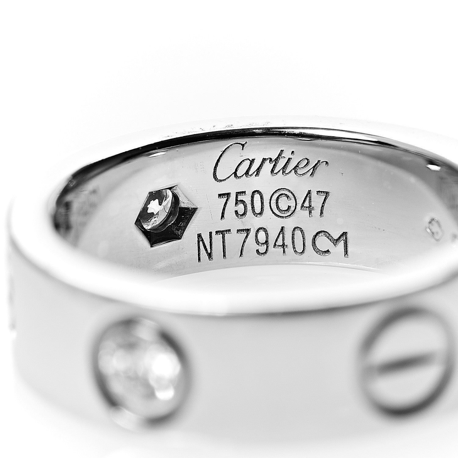 Cartier 18K White Gold 3 Diamond 5.5mm LOVE Ring 47 4 3 of 4