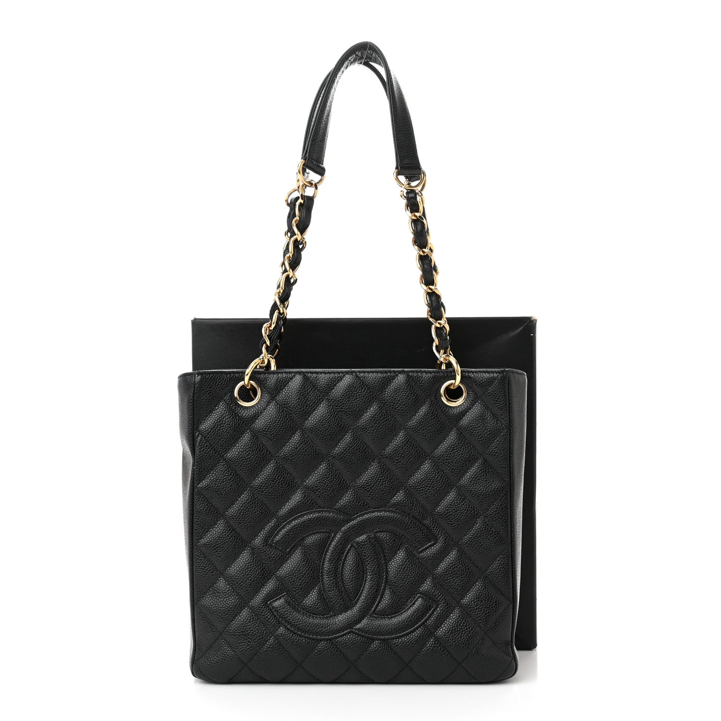 Caviar Quilted Petit Shopping Tote PST Black
