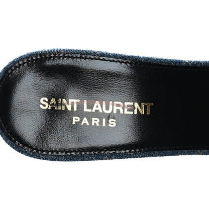 Saint Laurent Denim Monogram La 16 Mule Sandals 39 Blue Jeans 7 of 8