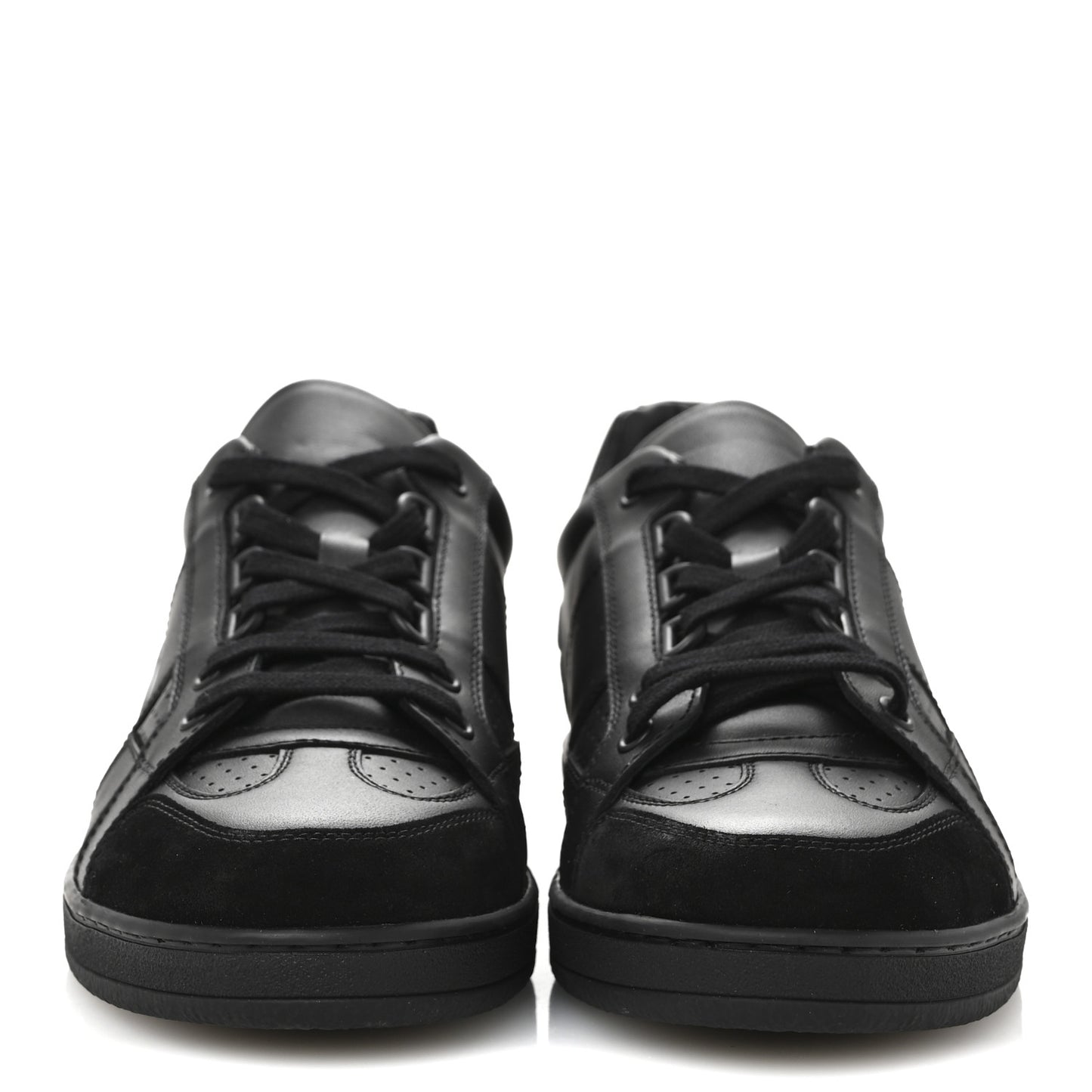 Calfskin Suede Logo Sneakers 37.5 Black