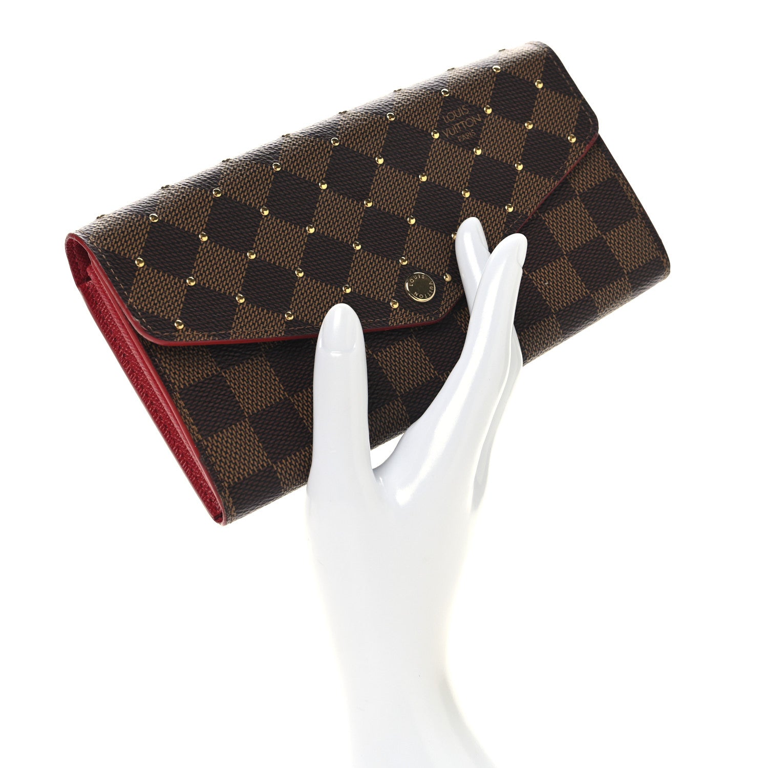 Louis Vuitton Damier Ebene Studded Sarah Wallet NM Cherry 2 of 6