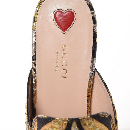 Gucci Jacquard Floral Womens Princetown Slippers 40 Oro Black 7 of 9