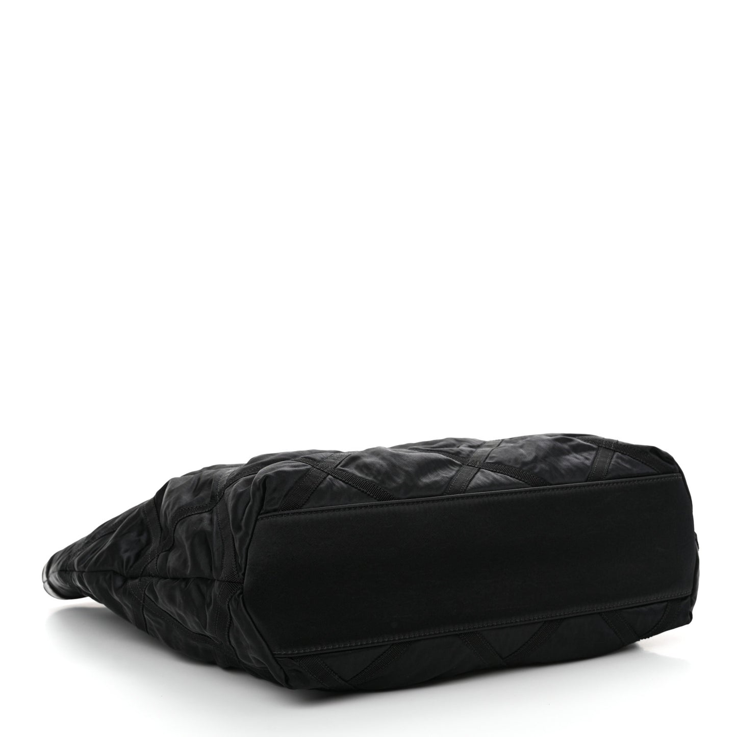 Nylon Grosgrain Quilted Lifestyle Shopping Tote Black