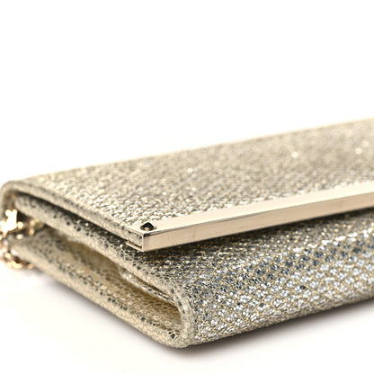 Jimmy Choo Glitter Fabric Milla Chain Wallet Champagne 7 of 9