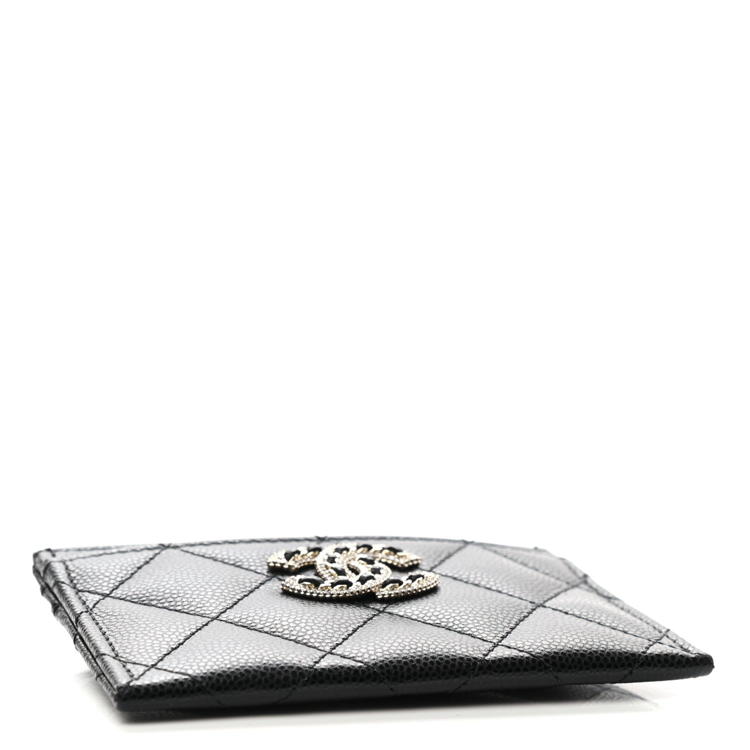 Chanel Caviar Quilted Crystal Card Holder Black 4 of 9