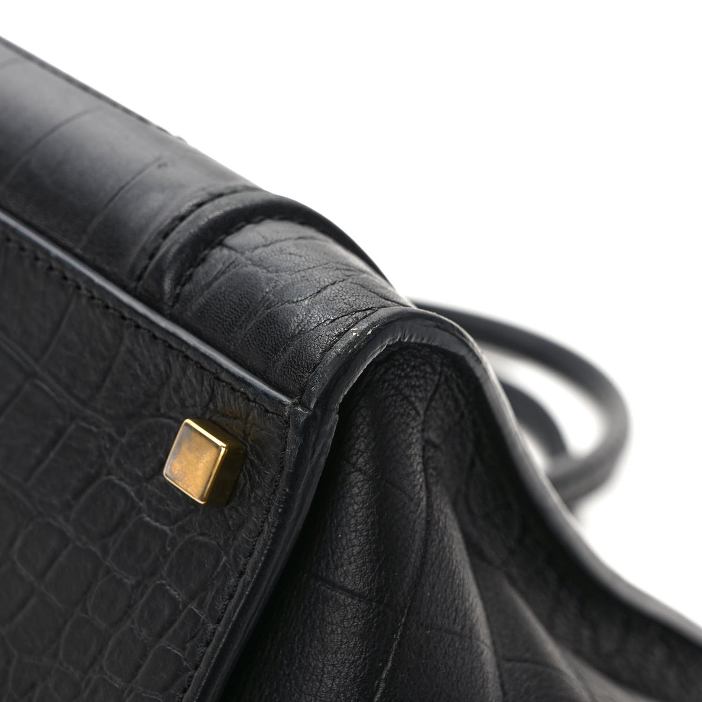 Calfskin Crocodile Embossed Medium Phantom Luggage Black