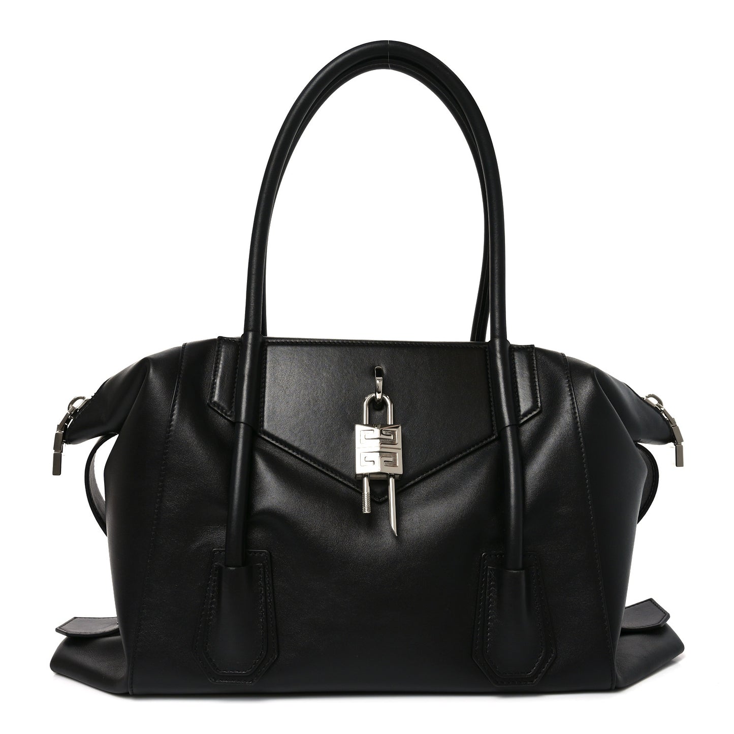 Smooth Calfskin Medium Antigona Soft Lock Duffle Bag Black