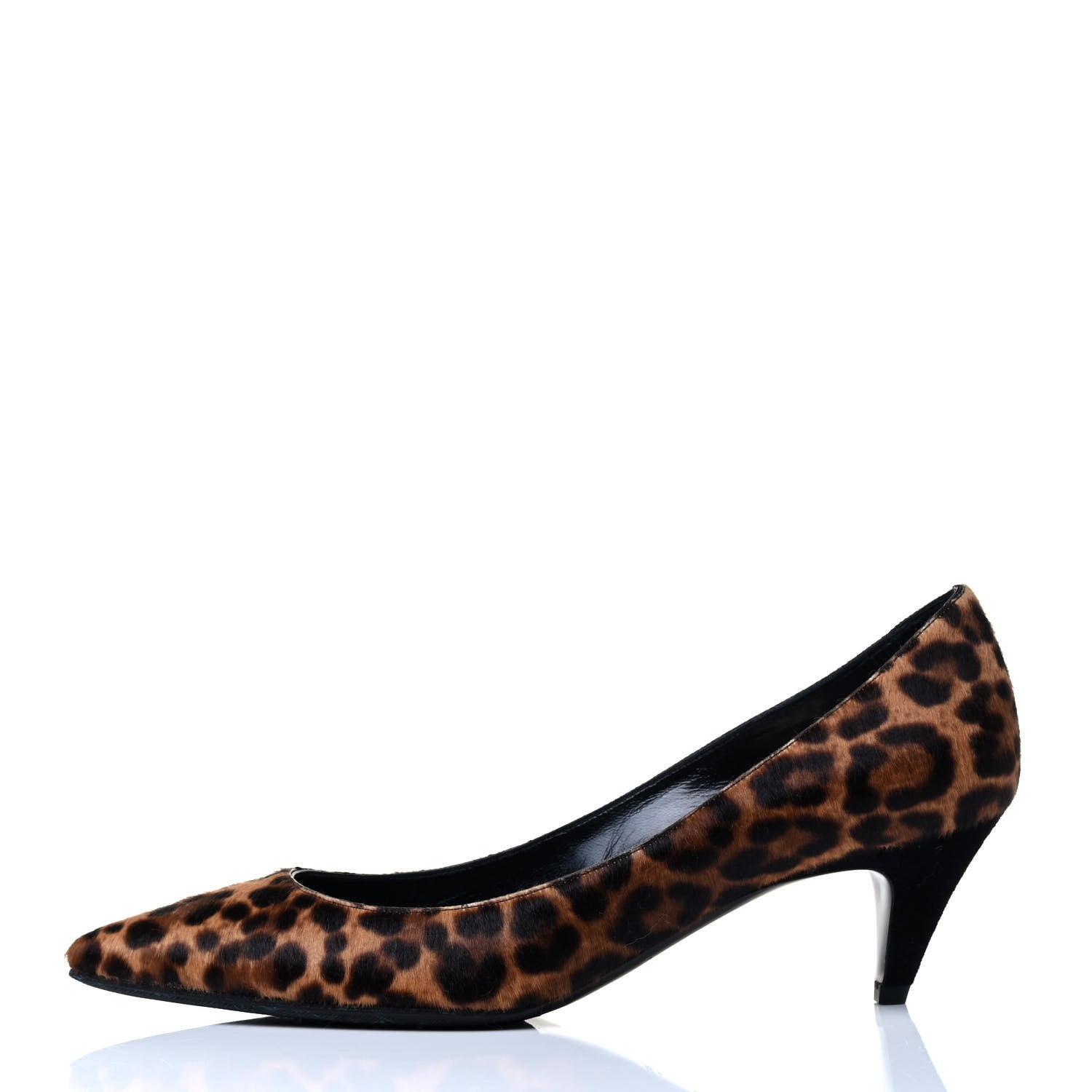 Saint Laurent Calf Hair Leopard Print Pumps 37.5 Brown 2 of 8