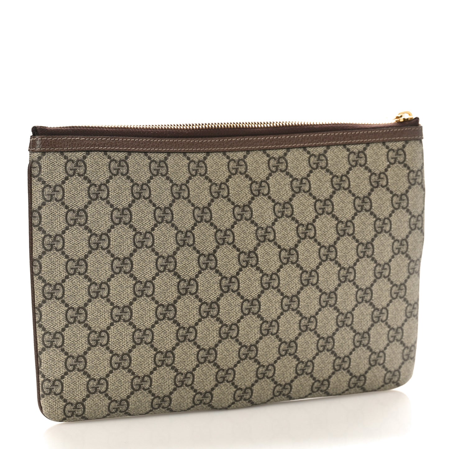 GG Supreme Monogram Large Ophidia Pouch Clutch Brown