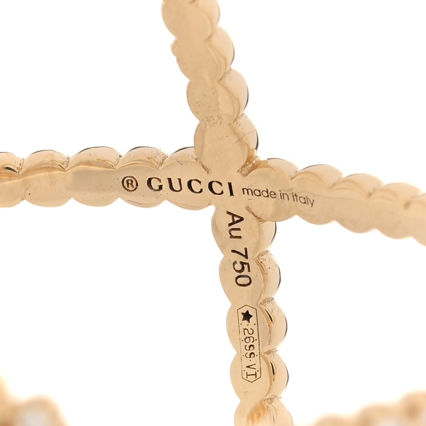 18K Yellow Gold Diamond GG Running X Ring 54 6.75