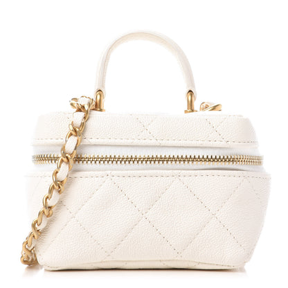 Chanel Caviar Quilted Mini Top Handle Vanity With Chain White 1 of 11