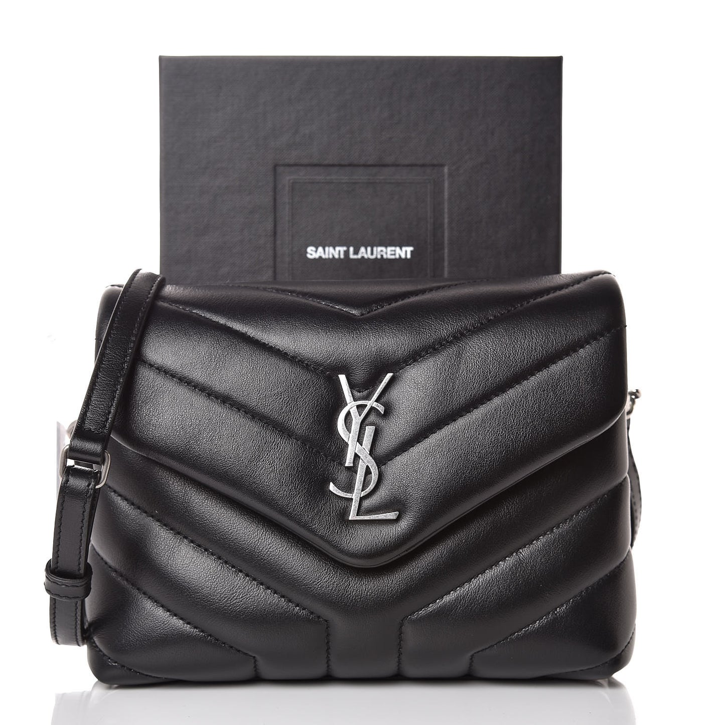 Calfskin Y Quilted Monogram Toy Loulou Crossbody Bag Black