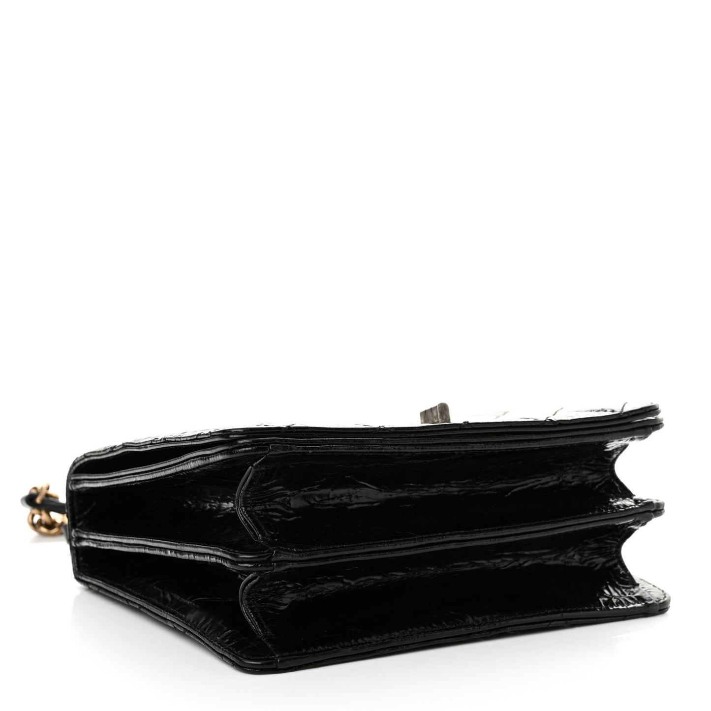 Glazed Calfskin Quilted Rita Top Handle Flap Black