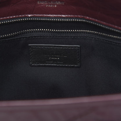 Saint Laurent Crinkled Calfskin Matelasse Monogram Medium Niki Chain Satchel Burgundy 6 of 9