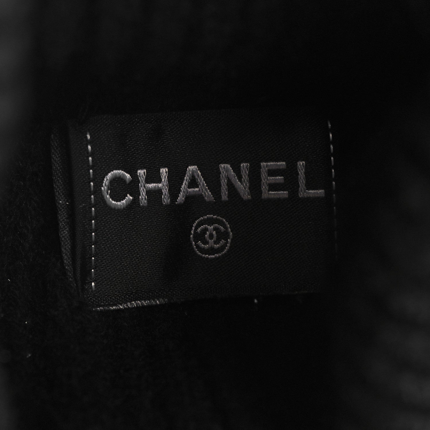 Chanel Cashmere Sequin Logo Beanie Hat Black Gold 5 of 6