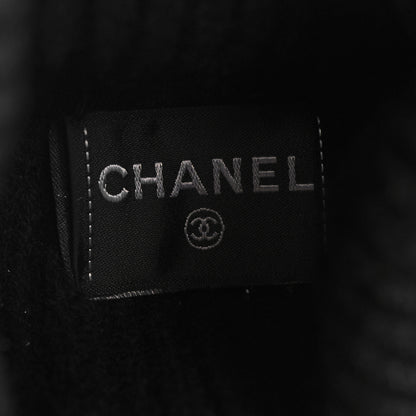 Chanel Cashmere Sequin Logo Beanie Hat Black Gold 5 of 6