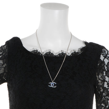 Chanel Crystal Baguette CC Necklace Blue 2 of 4