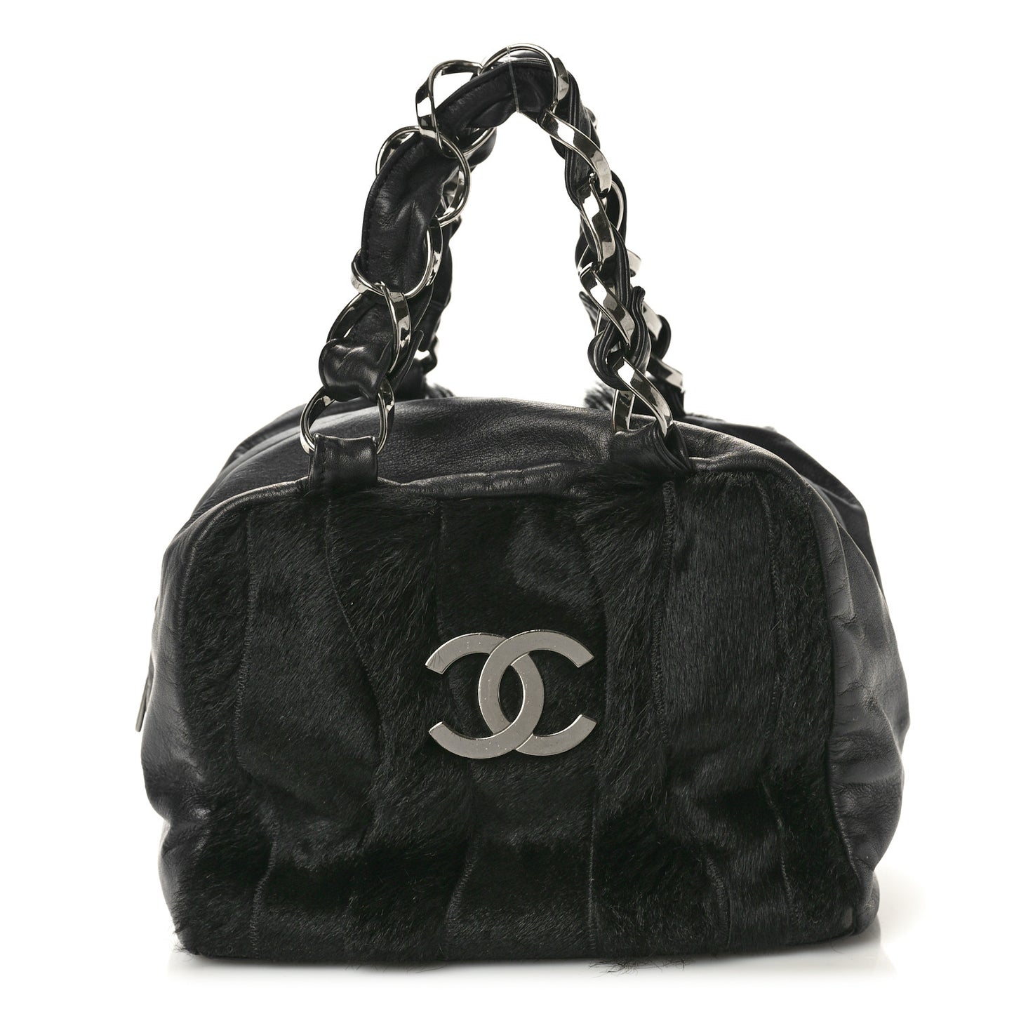Lambskin Pony Hair Tote Black