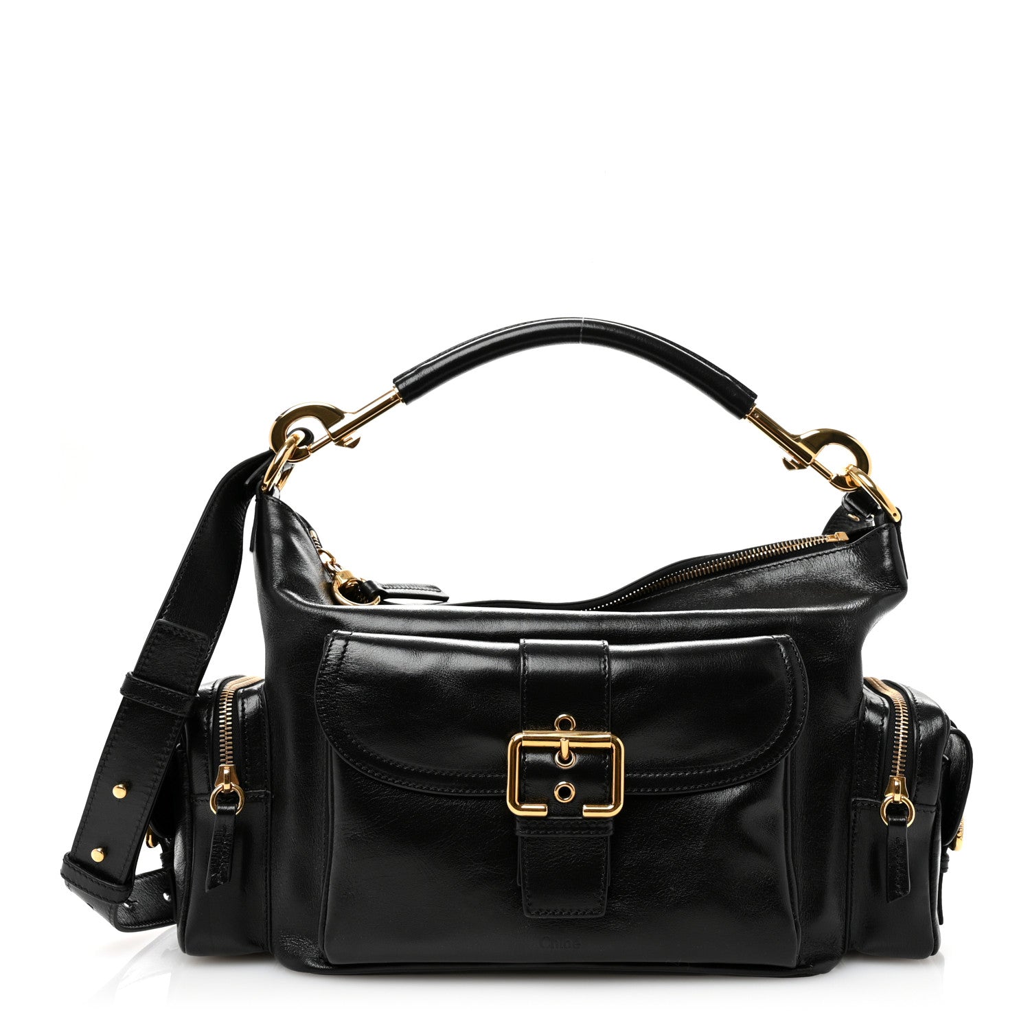 Chloe Shiny Calfskin Medium Double Carry Camera Bag Black 1 of 10