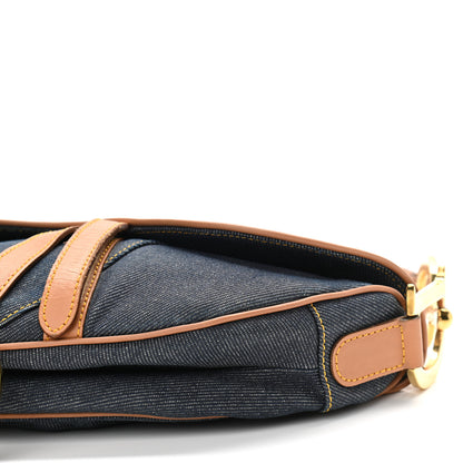 Christian Dior Denim Calfskin Saddle Bag Blue 10 of 11