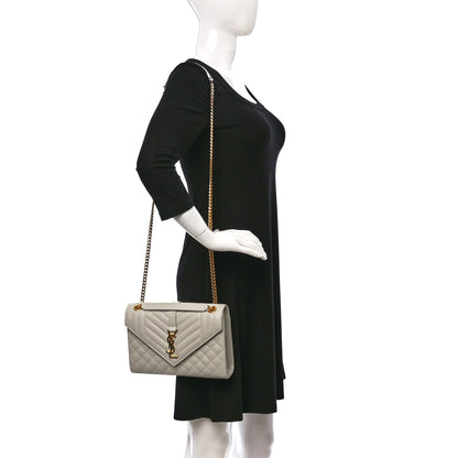 Saint Laurent Grain De Poudre Textured Mixed Matelasse Triquilt Medium Monogram Satchel Crema Soft 4 of 21
