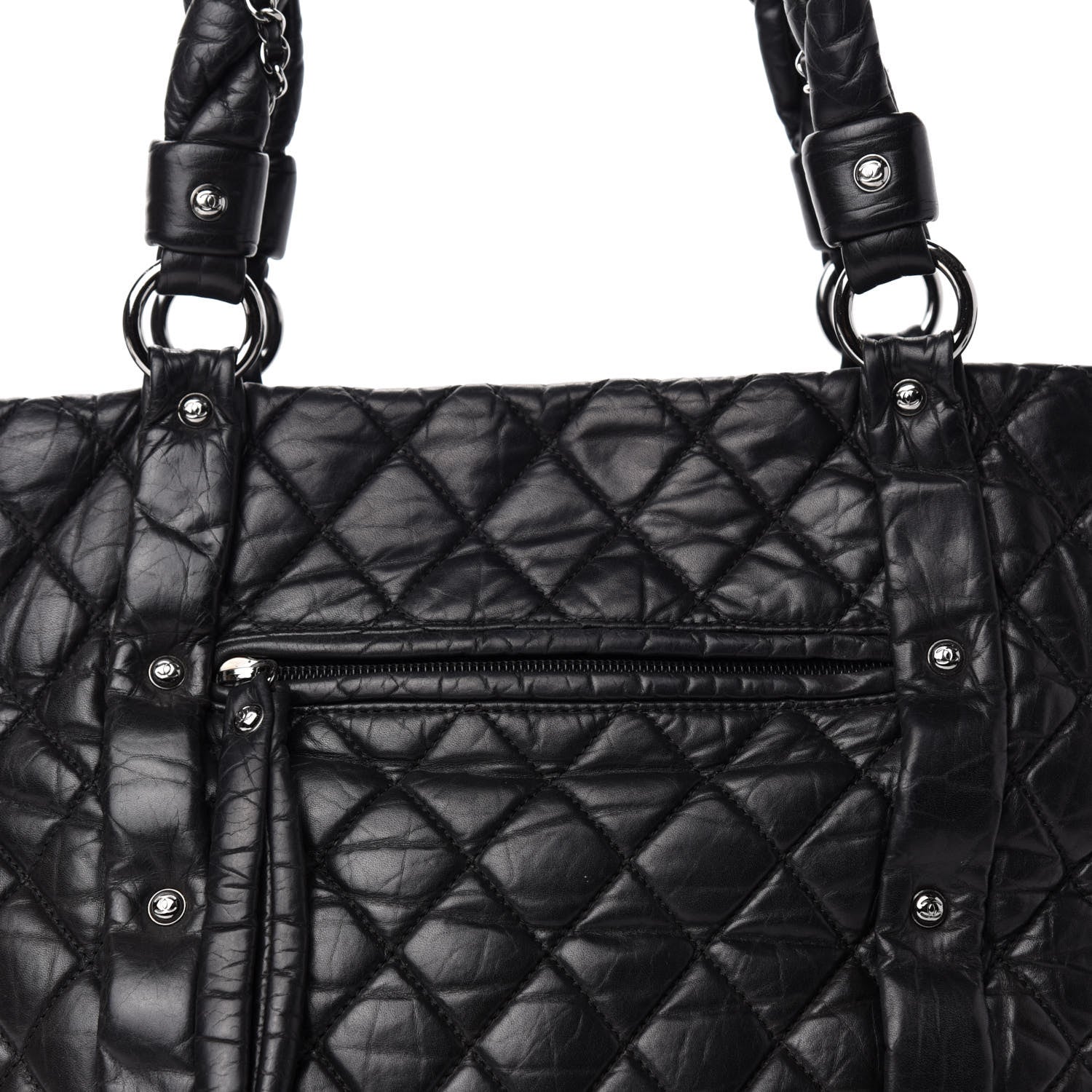 Chanel Distressed Lambskin Vintage Ligne Lady Braid Tote Black 10 of 10