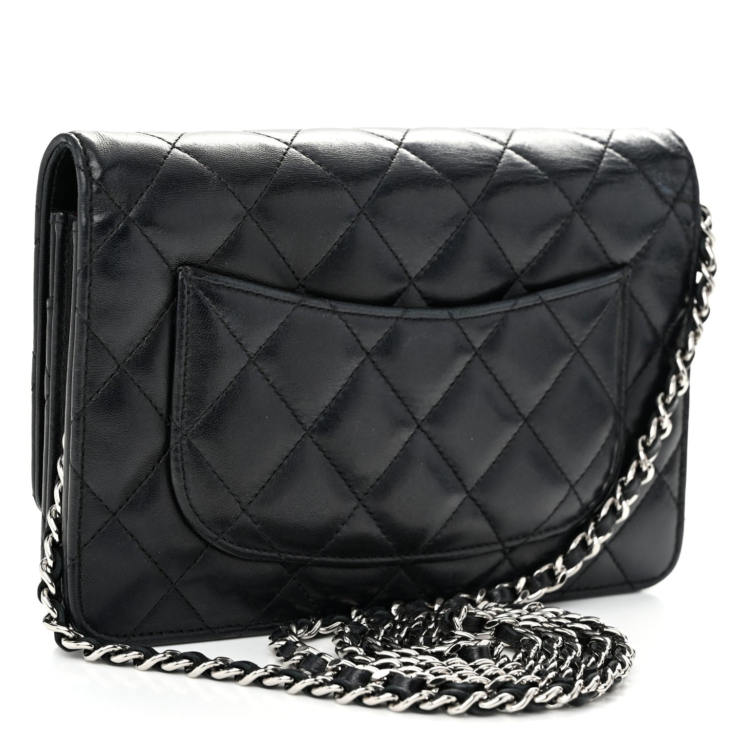 Lambskin Quilted Wallet On Chain WOC Black
