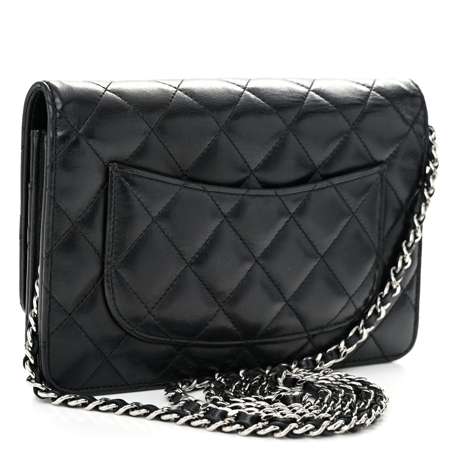 Chanel Lambskin Quilted Wallet On Chain WOC Black 3 of 12