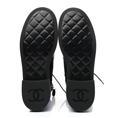 Chanel Nylon Suede Patent Calfskin Mens CC Lace Up Boots 42 Black 5 of 7