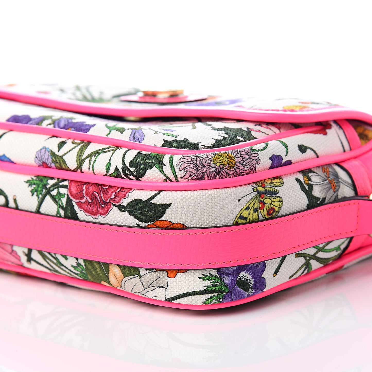 Canvas Flora Floral Shoulder Bag White Fuchsia Fluo