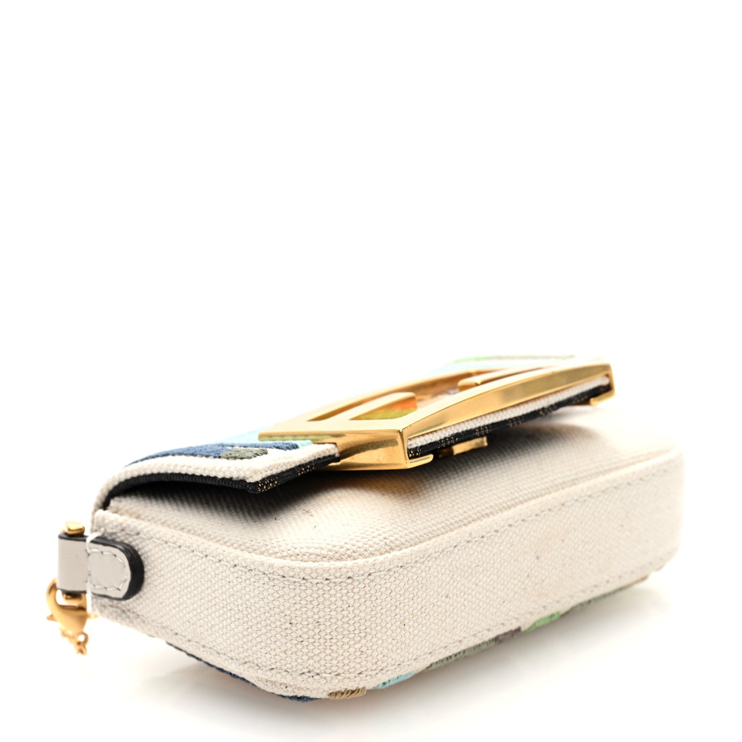 Fendi Canvas Nappa FF Multicolor Embroidered Nano Maxi Buckle Baguette Charm Grezzo Multicolor Latte 4 of 9