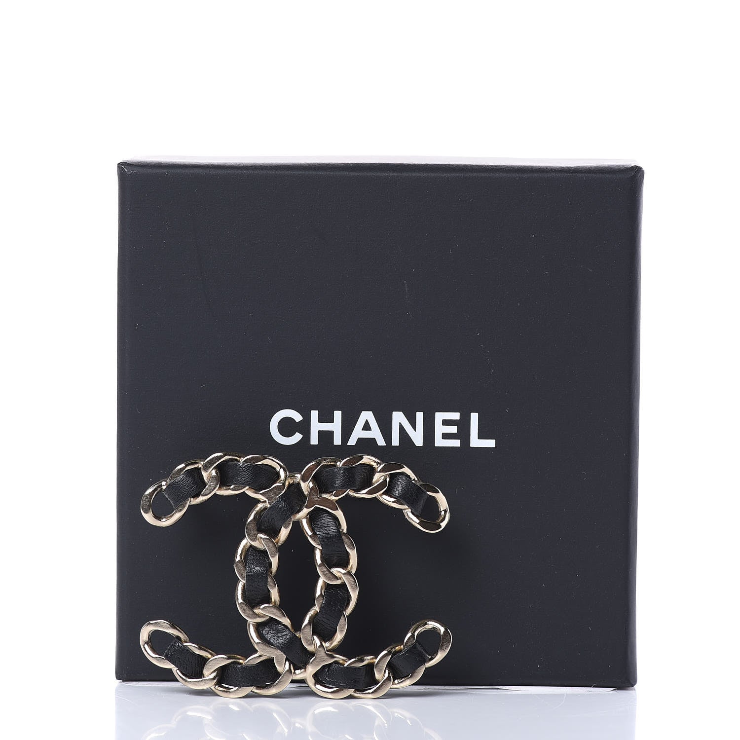 Chanel Lambskin Chain CC Brooch Black Gold 5 of 5