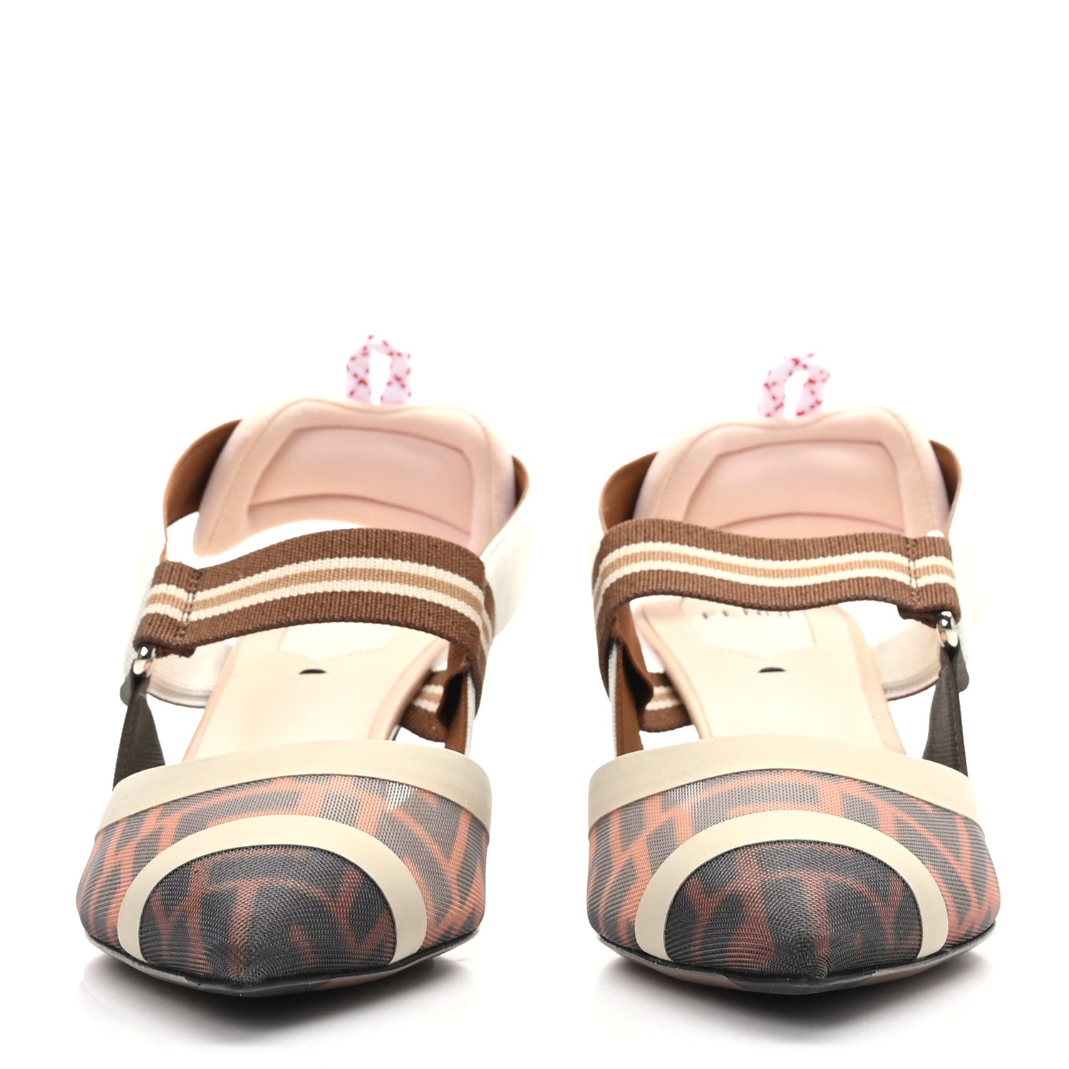 Fendi Technical Mesh FF Colibri 55mm Slingback Pumps 38.5 Tobacco Moro Camelia Beige Caramello 2 of 7