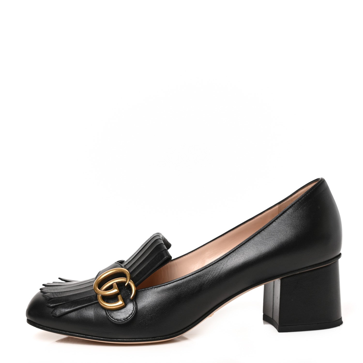 Gucci Malaga Kid GG Marmont Fringe 50mm Loafer Pumps 41 Black 1 of 8