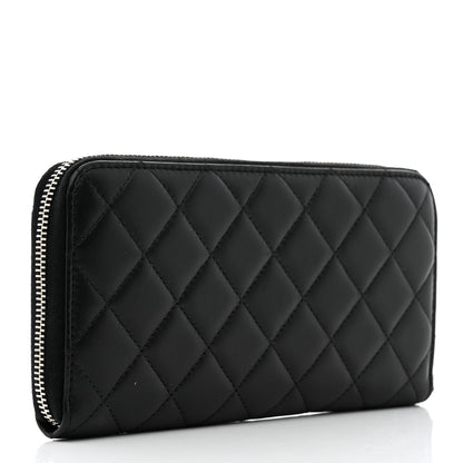 Chanel Lambskin Quilted Large Gusset Zip Around Wallet Black 3 of 8