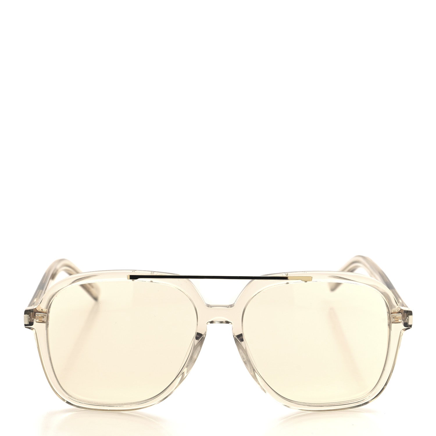 Saint Laurent Acetate Geometric Aviator Sunglasses SL 545 Transparent Cream Light Gold 2 of 8