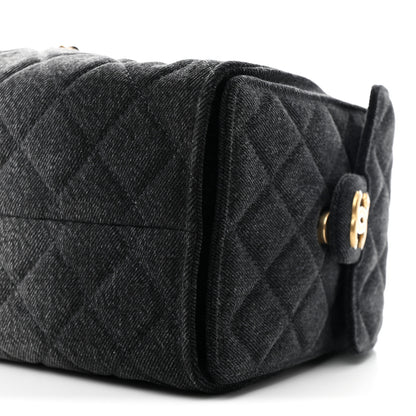 Chanel Washed Denim Quilted Small Chanel 25 Handbag Black 9 of 9