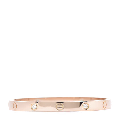 Cartier 18K Pink Gold 4 Diamond LOVE Bracelet 18 3 of 9