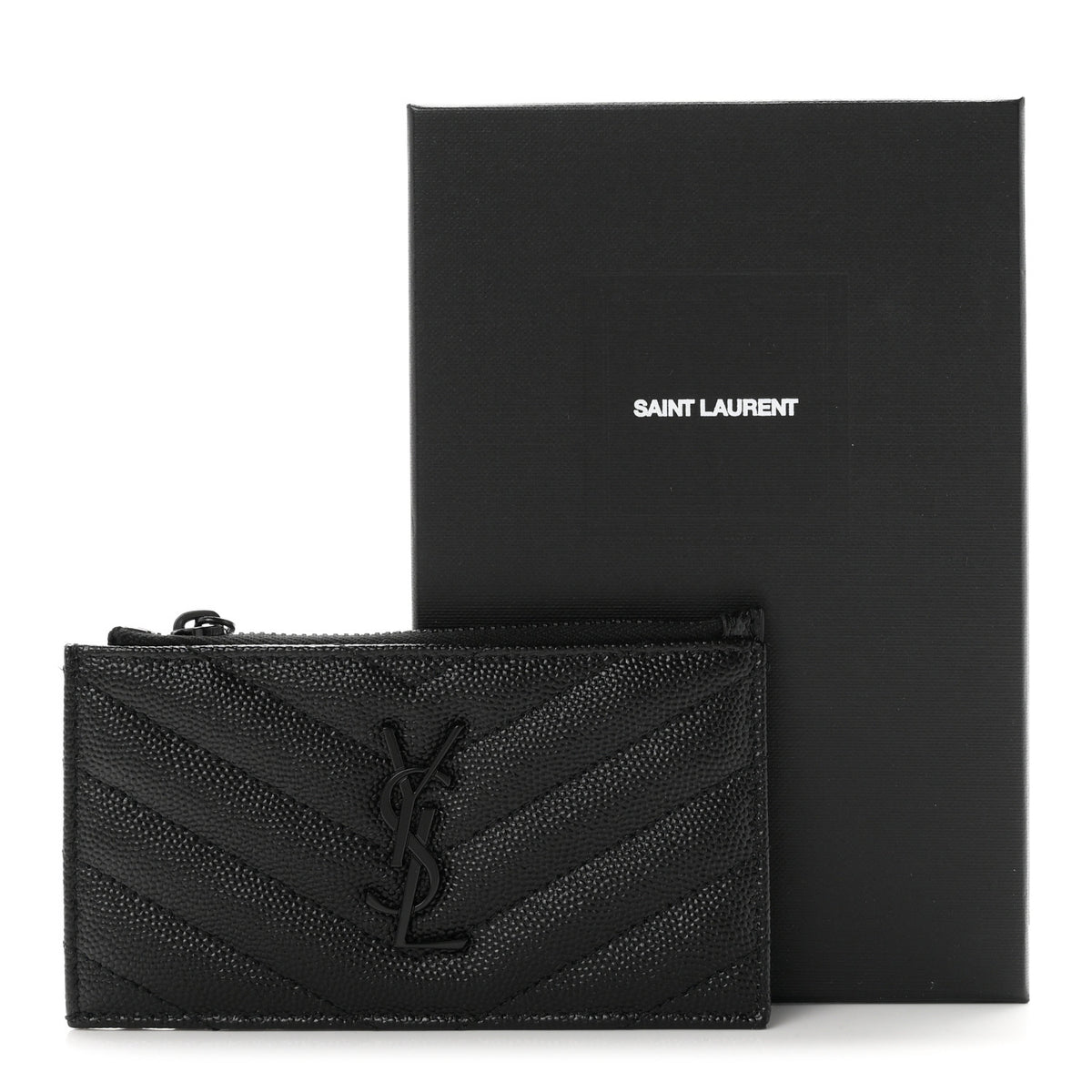 Grain De Poudre Matelasse Chevron Monochrome Fragments Zippered Card Case Black