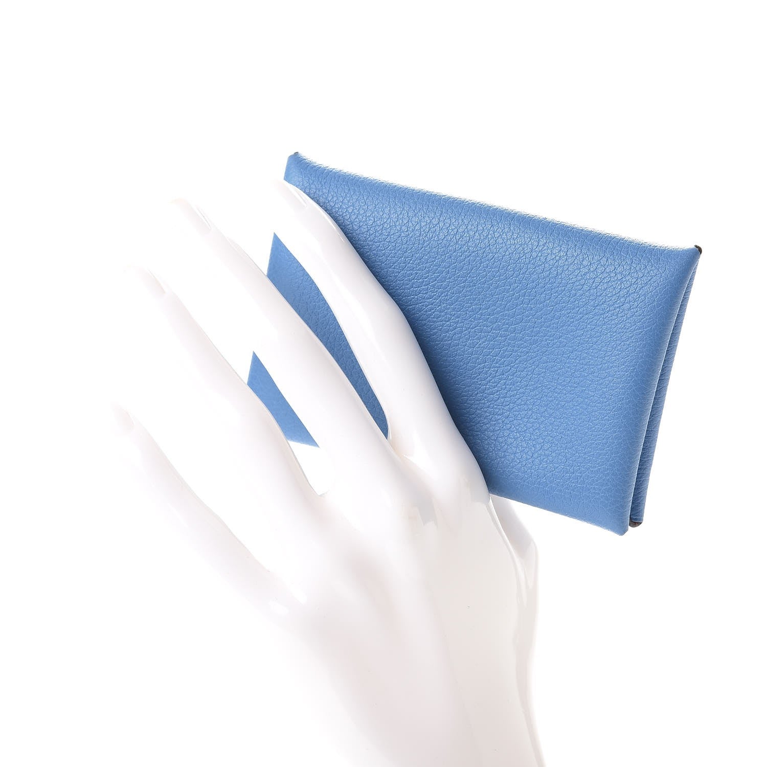 Hermes Evercolor Calvi Card Case Bleu Paradis Orange Poppy 2 of 7