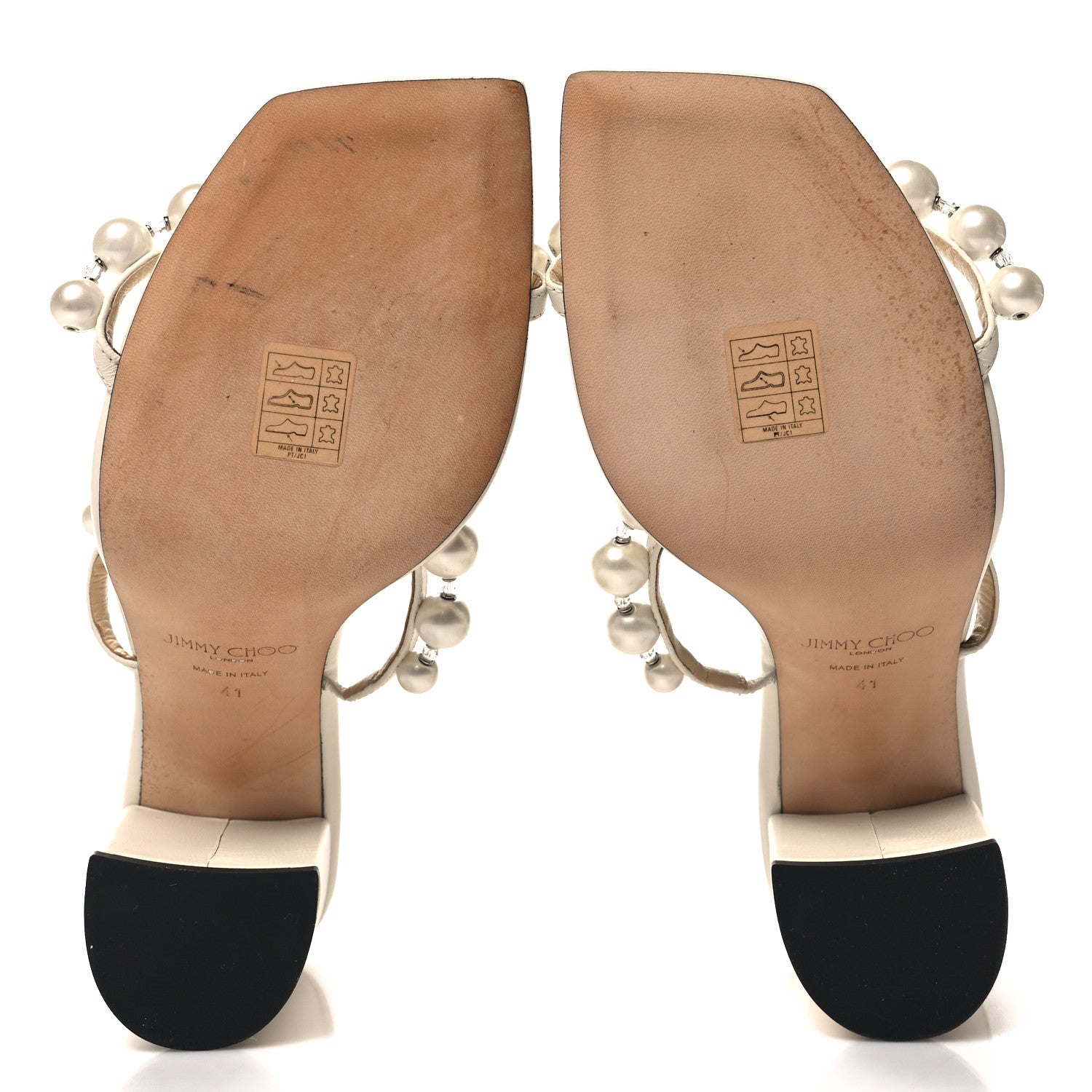 Jimmy Choo Shimmer Suede Pearl Embellished Amara 85 Mule Sandals 41 Champagne 5 of 8